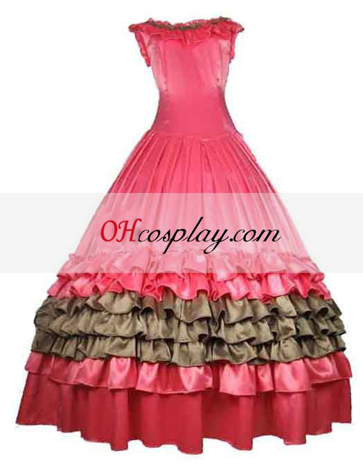 Satin Pink bez rukávov gotický Lolita šaty