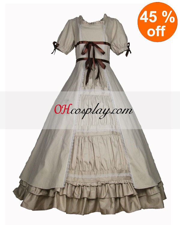 Bianco cotone manica corta vestito Gothic Lolita