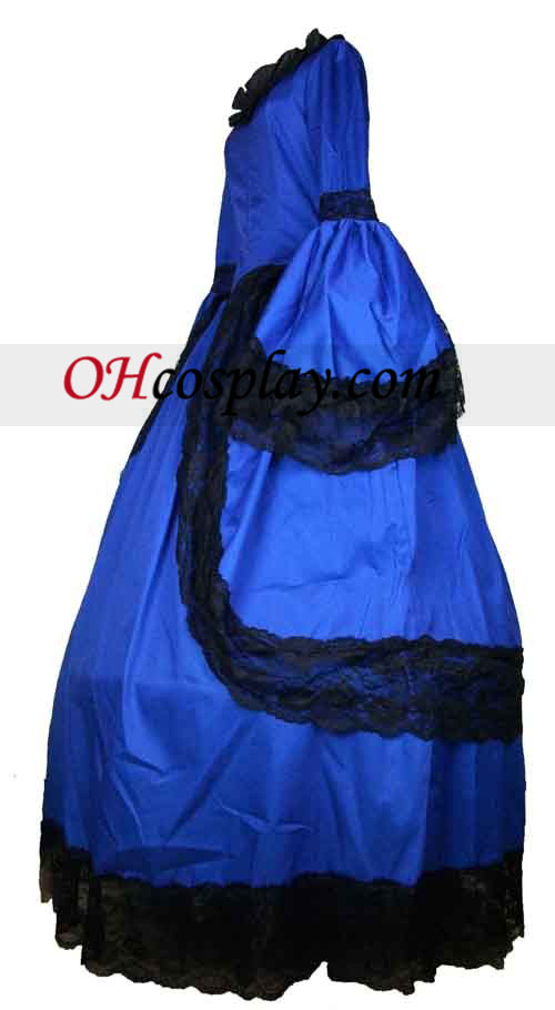 Cutton sininen pitkä holkki pitsiä Gothic Lolita pukea