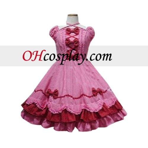 Perzik Bow Princess Dress Lolita Cosplay Kostuum