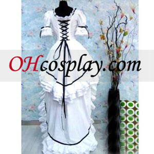 Klasszikus fehér Lolita öltözet Cosplay