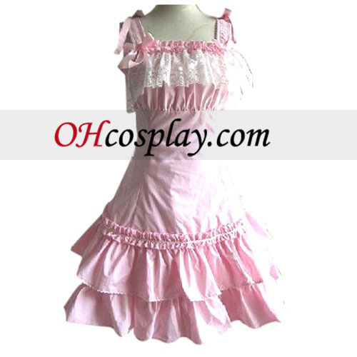 Ružová čipka Princess šaty Lolita Cosplay kroj