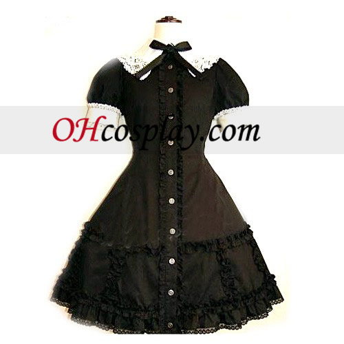 Schwarz Spitze Korsett Kleid Lolita Cosplay Kostüm