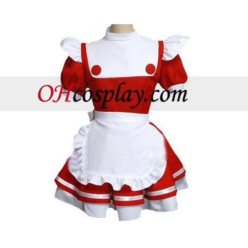 Rood-wit Schoonmaak Uuniform Lolita Cosplay Costume