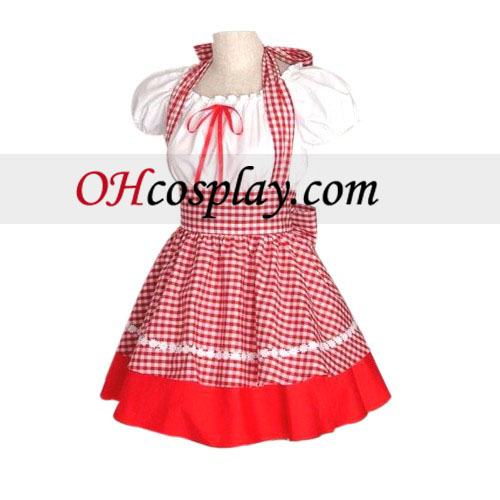 Pekný Červený Plaid Maid Cosplay Lolita Cosplay kroj