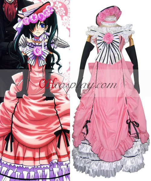 Mayordomo Negro Ciel Phantomhive vestido rosa cosplay