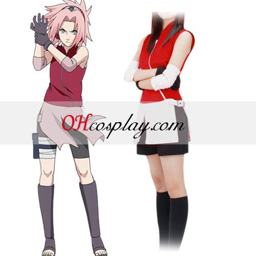 Naruto Shippuden Sakura Haruno Kvinnors Cosplay Kostym