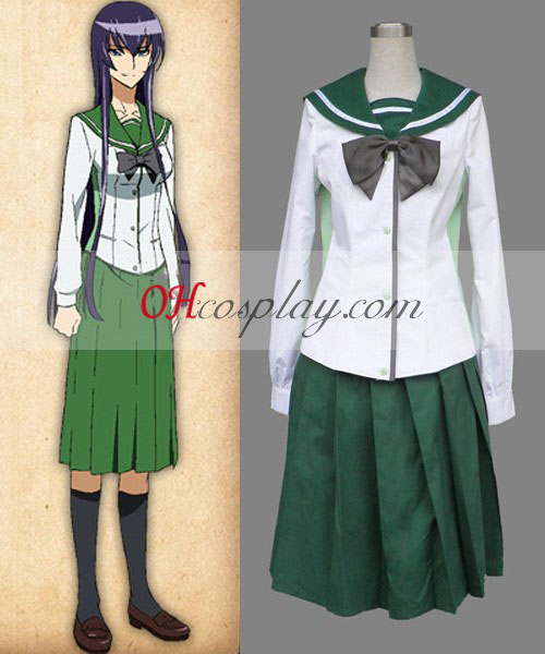 High School of the Dead Busujima Saeko skoluniform Cosplay Kostym