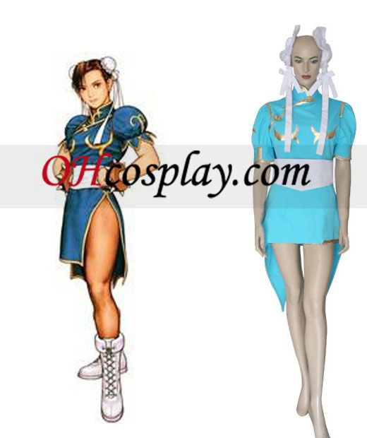 Street Fighter Chun Li blauw Cosplay Costume