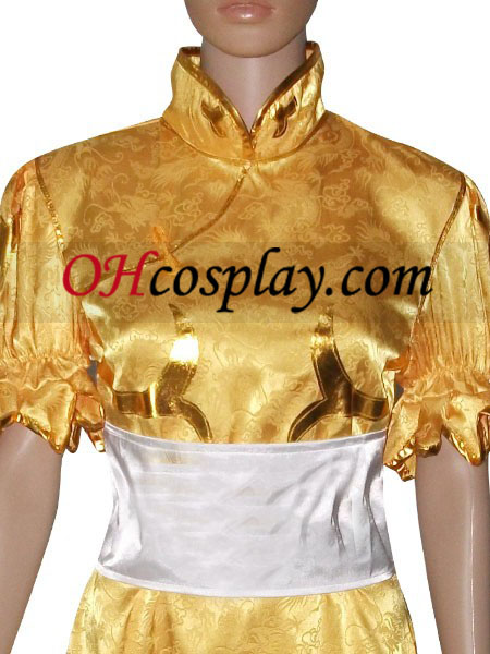 Street Fighter Chun Li geel Cosplay Costume