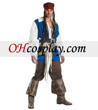 Piratas del 3 Capitán Jack Sparrow Traje Adult Calidad Caribe