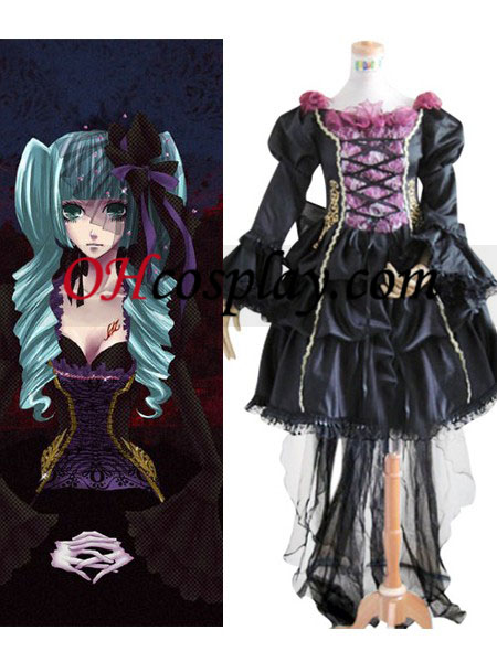 Vocaloid Miku Doujin Negro vestido lolita cosplay