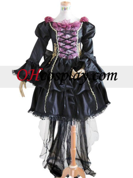 Vocaloid Miku Doujin черно Лолита рокля Cosplay костюм