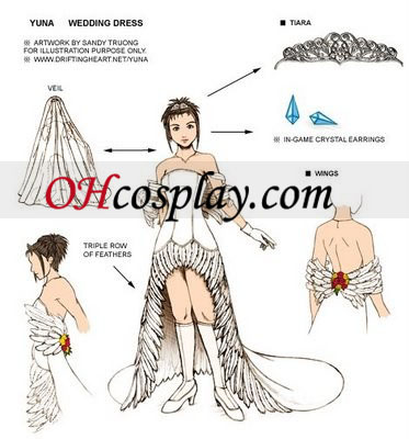 Final Fantasy Yuna Svadobné šaty Cosplay kroj