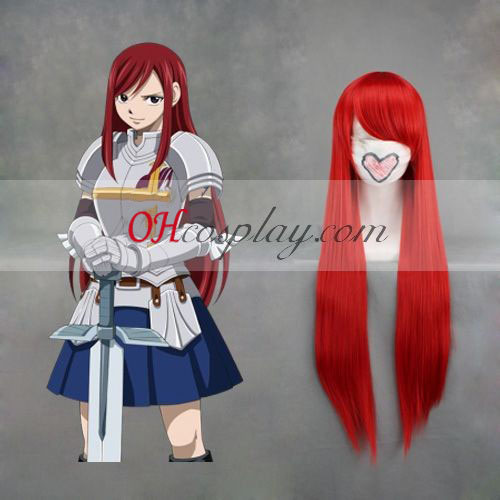 Fairy Tail motormuis Elza Rode Cosplay Wig