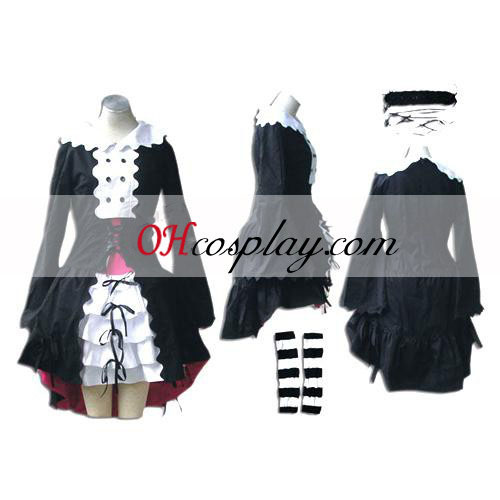 Haruhi Suzumiya Nagato Yuki Zwarte meid Lolita Cosplay Cosplay Costume