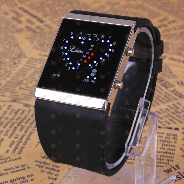 בלש קונאן אבזרים לוגו אהבה שחורה שעון LED