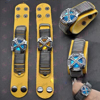 Reborn! Accessories punk leather strap yellow gold - blue flag two-color (a)
