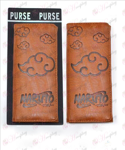 Long fold wallet embossed leather (Naruto Red Cloud)