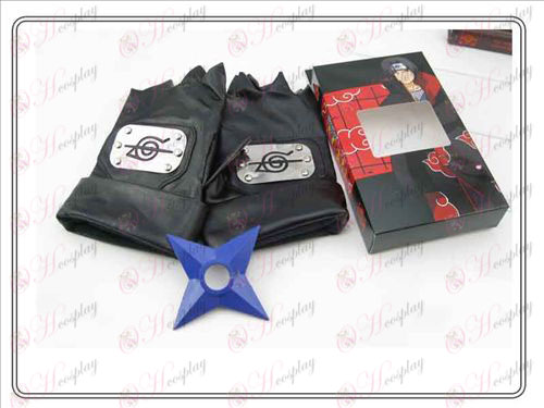 Naruto rebelles abstention gants + bleu Shuriken (trois pièces)