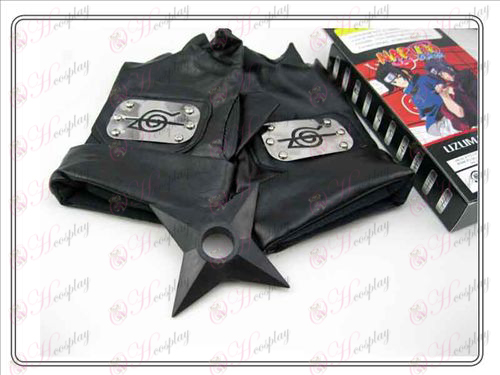 Naruto rebel forbearance gloves + Black Shuriken (three-piece)