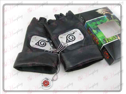 Naruto kakashi Handskar + skriva runda ögon halsband (tredelade)