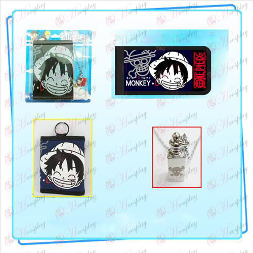One Piece Accessories Luffy avatar necklace fold wallet combo (necklace random distribution