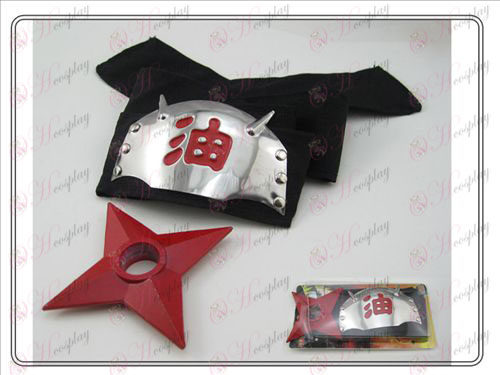 Naruto merket rødt pannebånd + Shuriken (drakt)