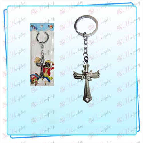 One Piece Accessories Robin flag wing cross key ring
