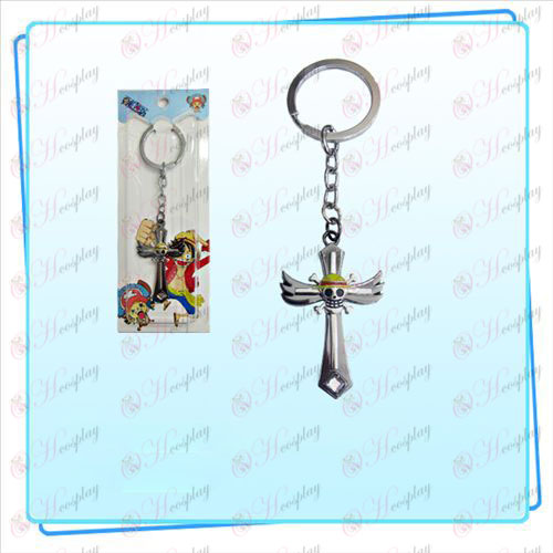 One Piece Accessories Luffy flag wings Cross Keychain