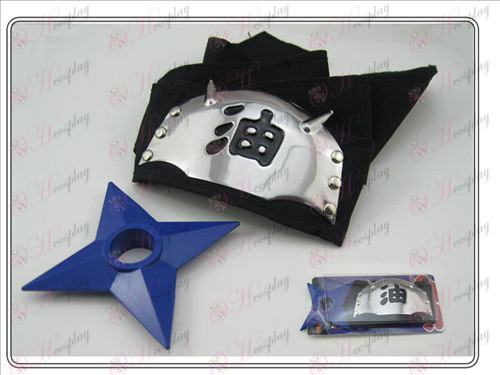 Naruto лента за глава + L синьо черно масло Shuriken (мека мебел)
