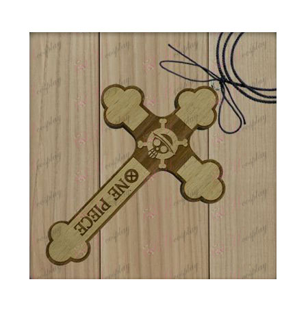 One Piece Accessories-skull wooden cross necklace