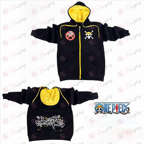 One Piece Luffy Acessórios logotipo zipper camisola capuz preto