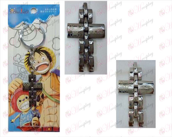 One Piece Zubehör schwarzen und weißen Kreuz Schlüsselanhänger