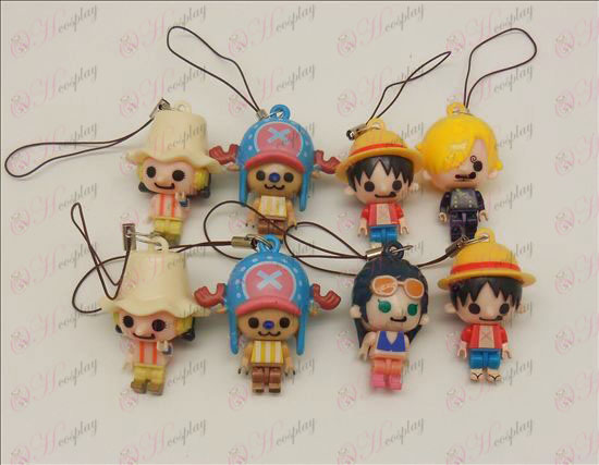 8 models One Piece Accessories Doll Mobile Strap (three governance) movable