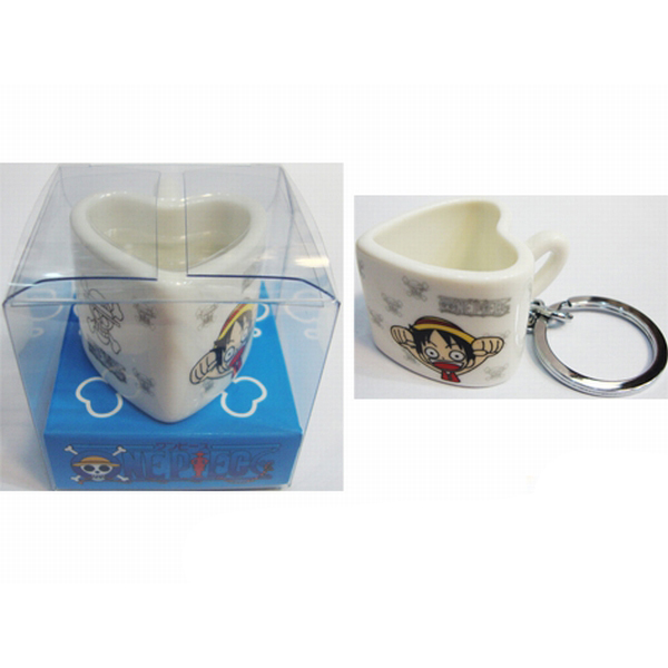 One Piece Accessories Heart Shaped Ceramic Cup Keychain