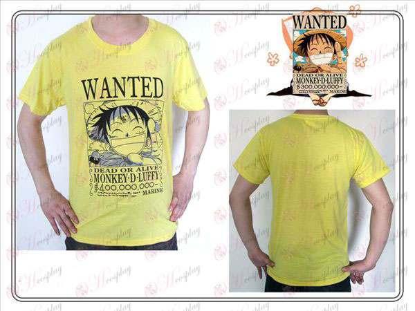 One Piece Tarvikkeet Luffy Wanted T-paita (keltainen)