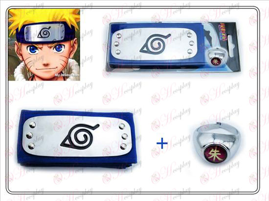Naruto konoha blue headband + Collector\'s Edition Zhu Zi Ring