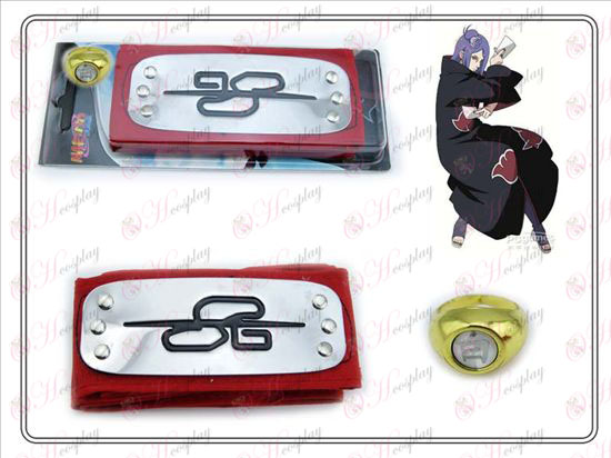 Naruto headband + Five small South Red White Ring