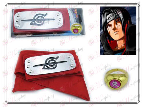 Naruto rebel forbearance red headband + Five Zhu Zi Ring