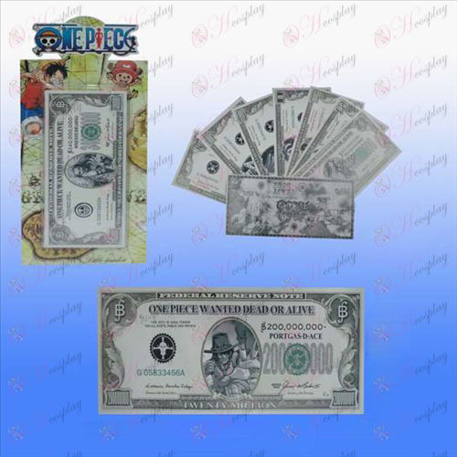 One Piece oprema nameščena kartica bankovce