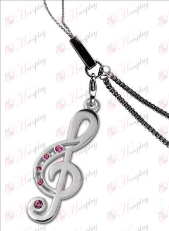 Hatsune - violinski ključ 925 srebrna z diamantno telefonsko verige