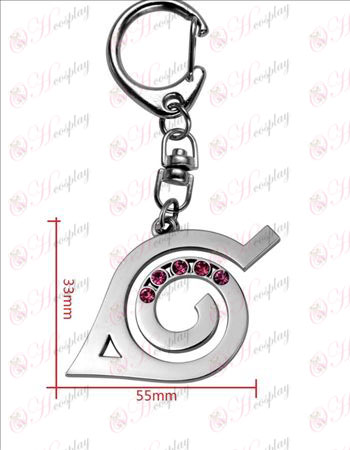 Naruto - konoha met diamant logo sleutelhanger (roze diamant)