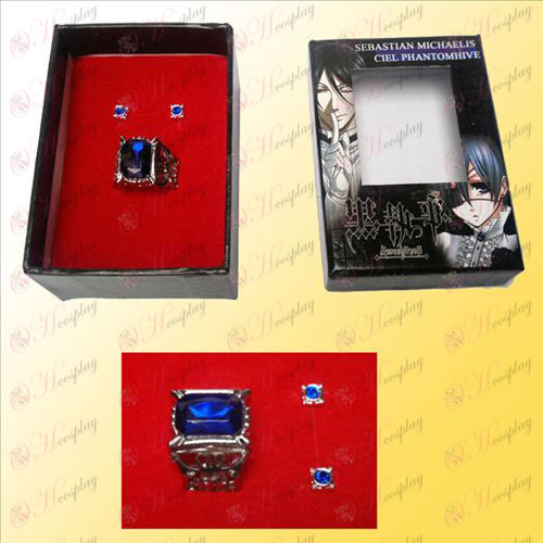 Black Butler Accessories sapphire ring earrings set