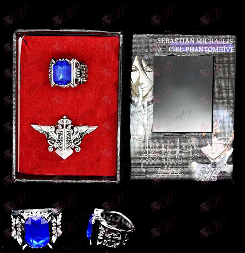 Black Butler Accessories butler eagle flag brooch + Ring Set