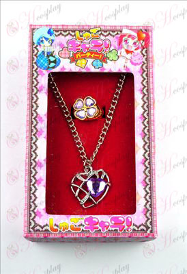Shugo Chara! Dodatki v obliki srca ogrlica + prstan (vijolična)