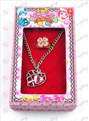 Shugo Chara! Acessórios colar em forma de coração + anel (rosa)