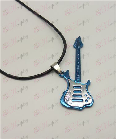 Blister svetlo tón gitara kožená šnúra náhrdelník (modrá)