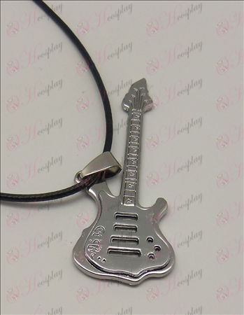 Blister light tone guitar leather cord necklace (white)