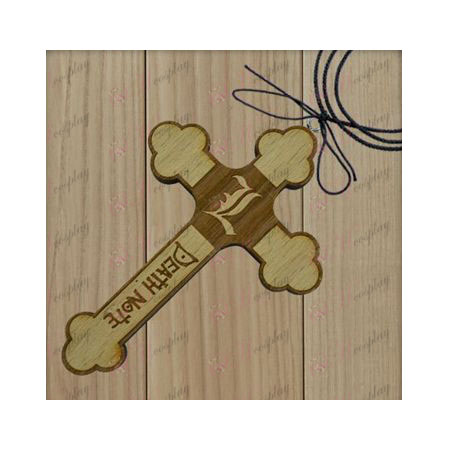 Death Note Accessories-L flag wooden cross necklace